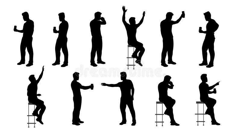 Man at Party with Beer Silhouette Stock Vector - Illustration of couple