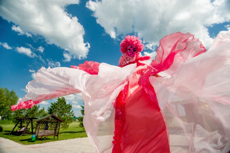 Man in pink fancy dress stock image. Image of italy, clothing 66419505