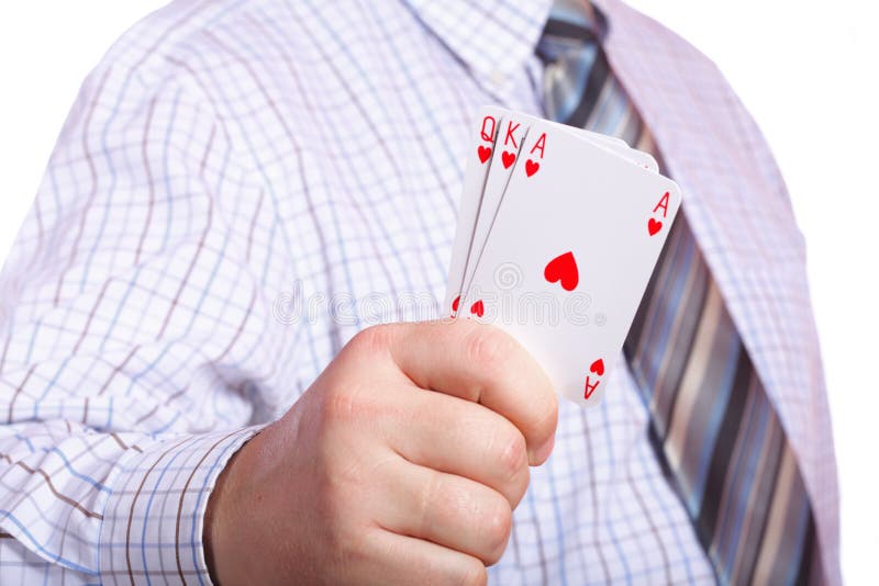 Man and Playing Cards in Hand Stock Photo Image of game, hazard 31792760