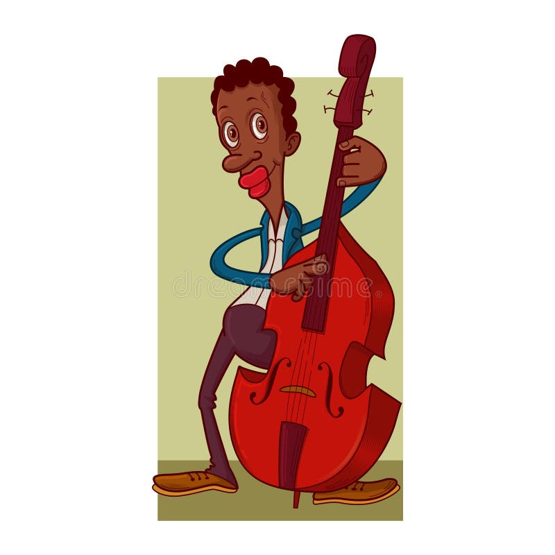 Man playing contrabass stock illustration