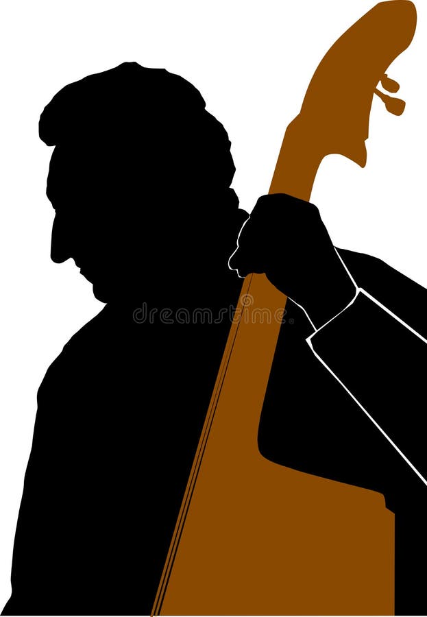 Man playing Double Bass or Contrabass royalty free illustration
