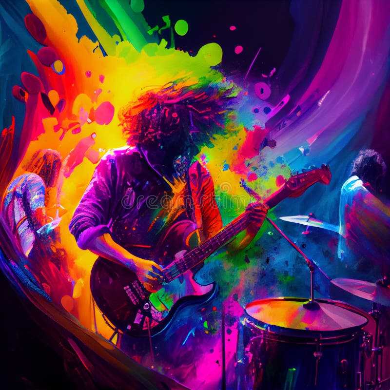 Man Playing Drums during Concert. Generative AI Stock Illustration Illustration of drum