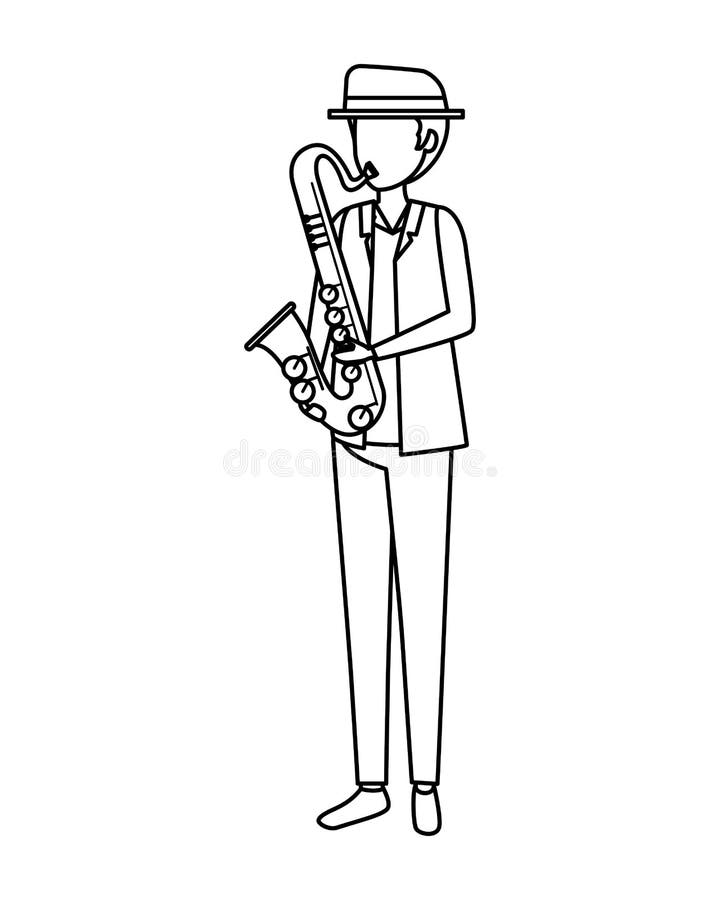 Man Playing Saxophone Character Stock Vector - Illustration of concert ...