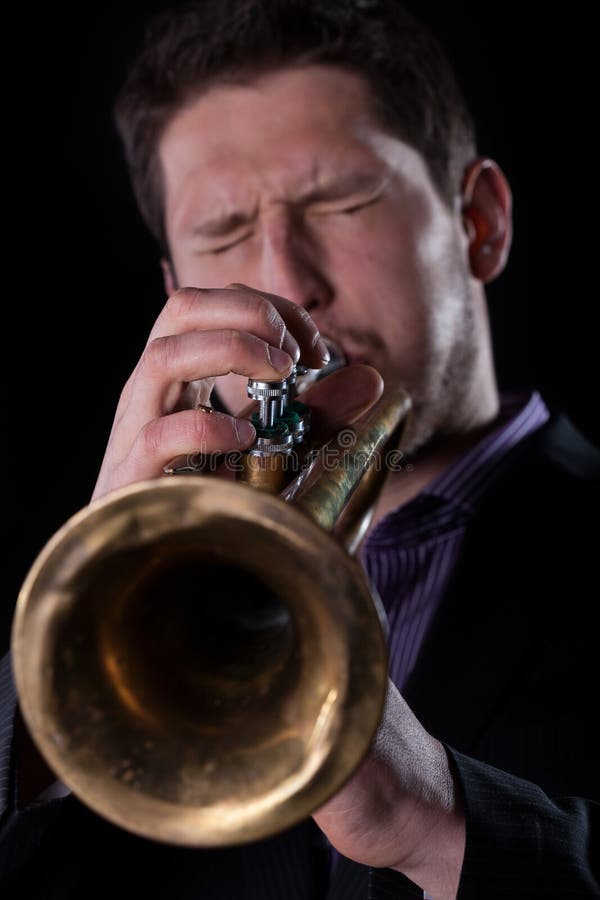 Man playing on trumpet stock photo. Image of favorite 43013126