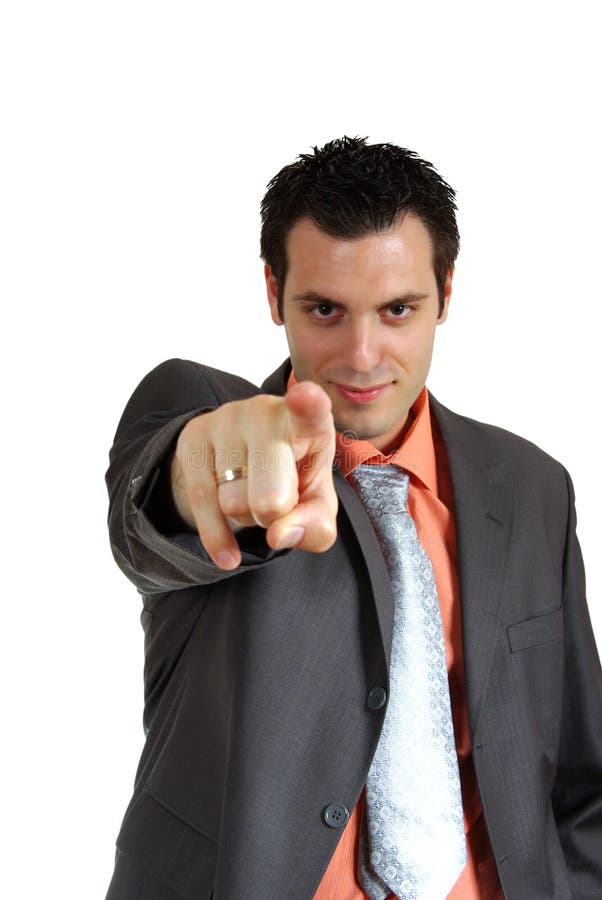 Man Pointing Finger in Camera Stock Photo - Image of smart, laugh: 5415050