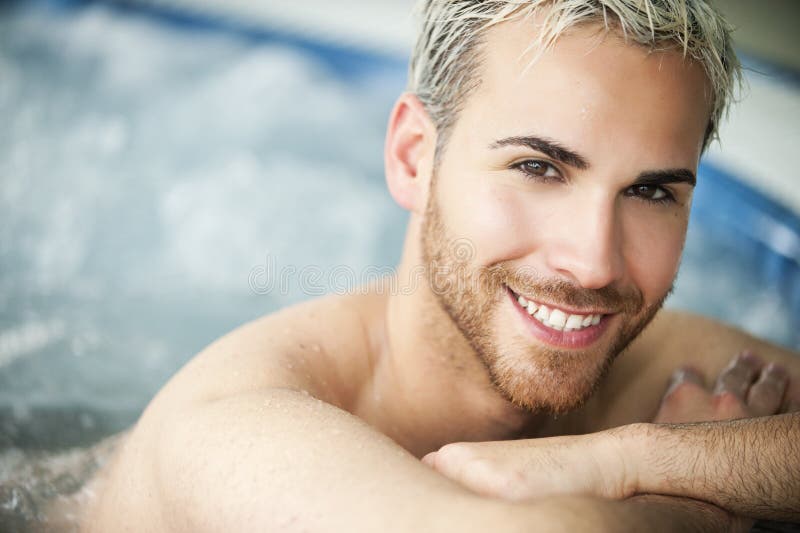 Man portrait in jacuzzi