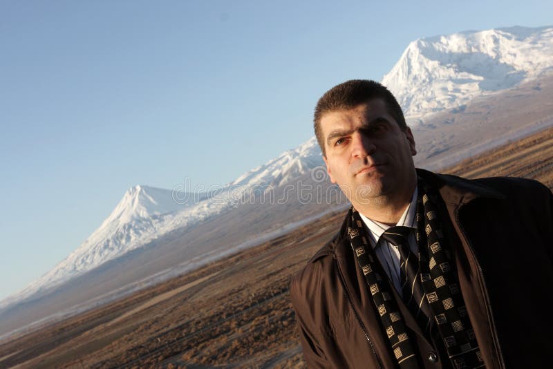 Man poses in Ararat valley