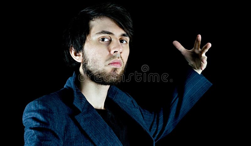 Man Posing with His Left Hand Up, with Style Stock Photo - Image of ...