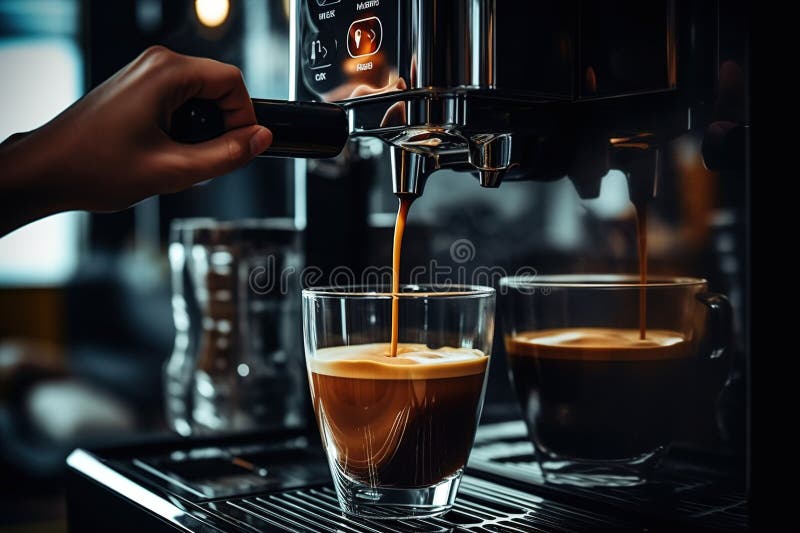 Man Pouring Coffee from Coffee Machine Stock Illustration Illustration of equipment, machine