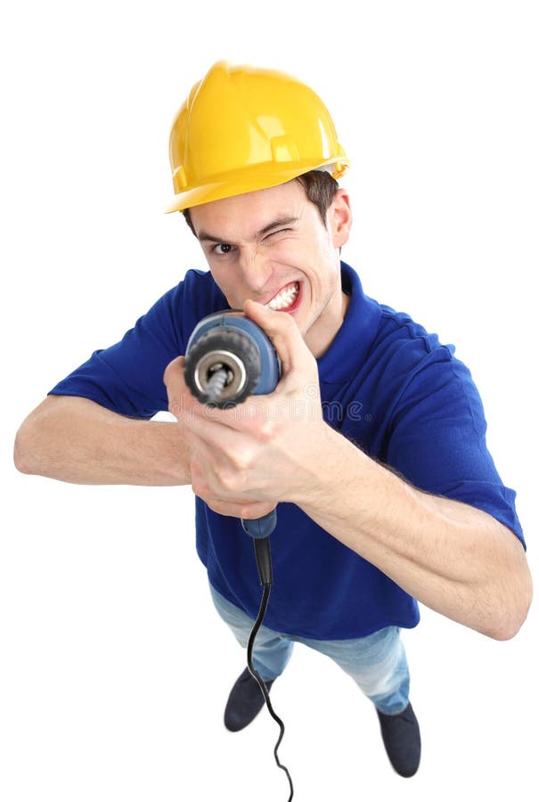 Man with power drill stock image