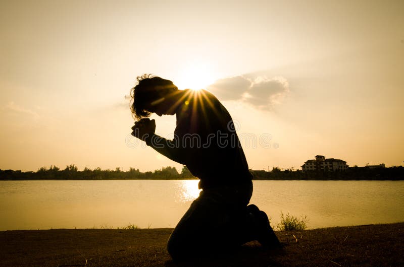 Man praying in the morning.