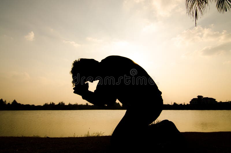 Man praying in the morning.