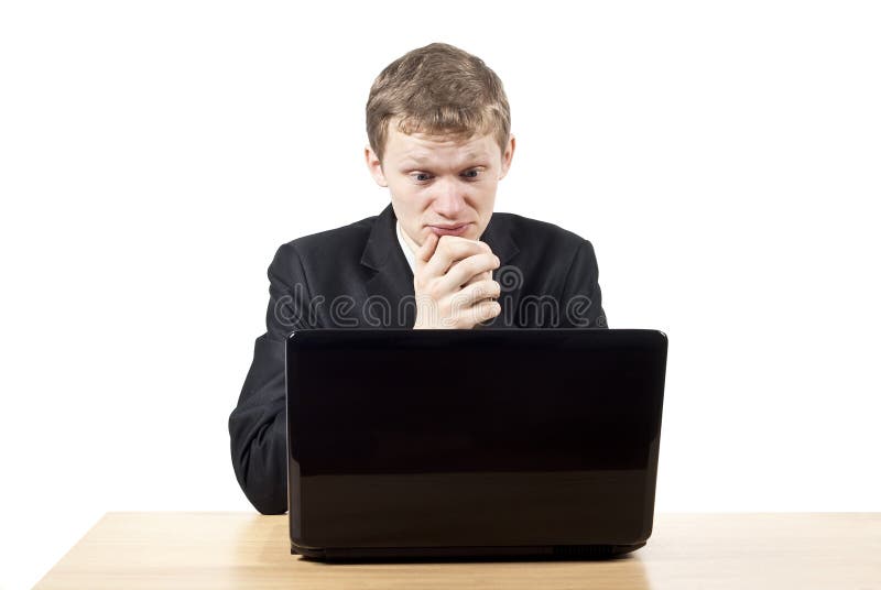 Man prays over the computer