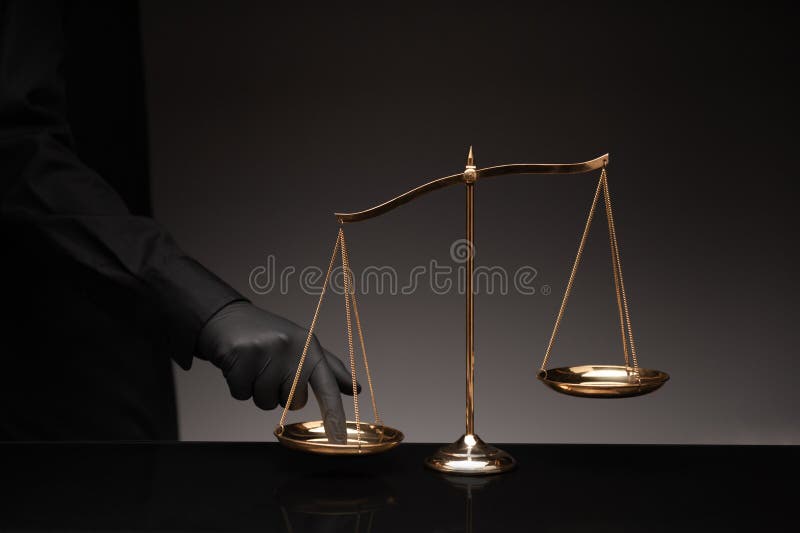 Man pressing on balance scale