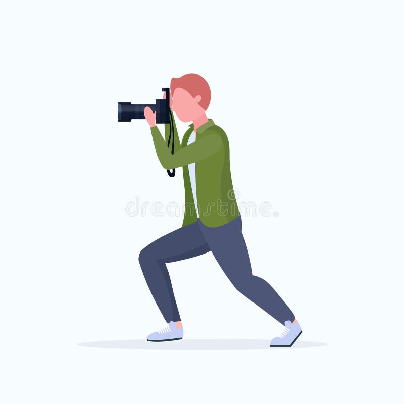 Man Professional Photographer Taking Photo with Camera Guy Standing and ...