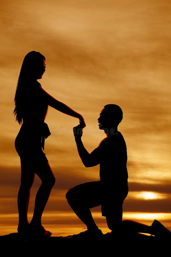 Man Propose To Woman Silhouette Stock Photo - Image of elegance, holding:  31277566