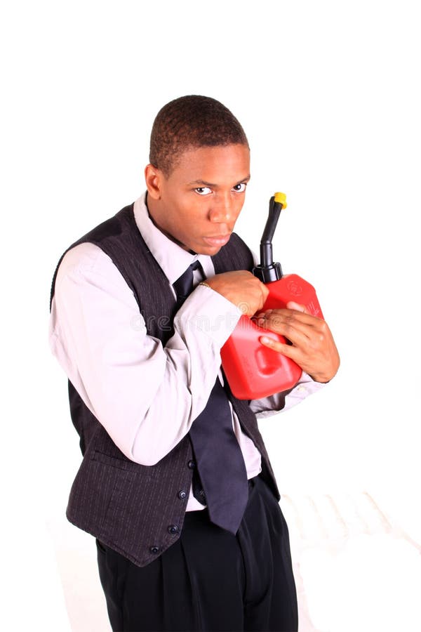 Man Protecting Gas Can stock image. Image of keep, value 12149855