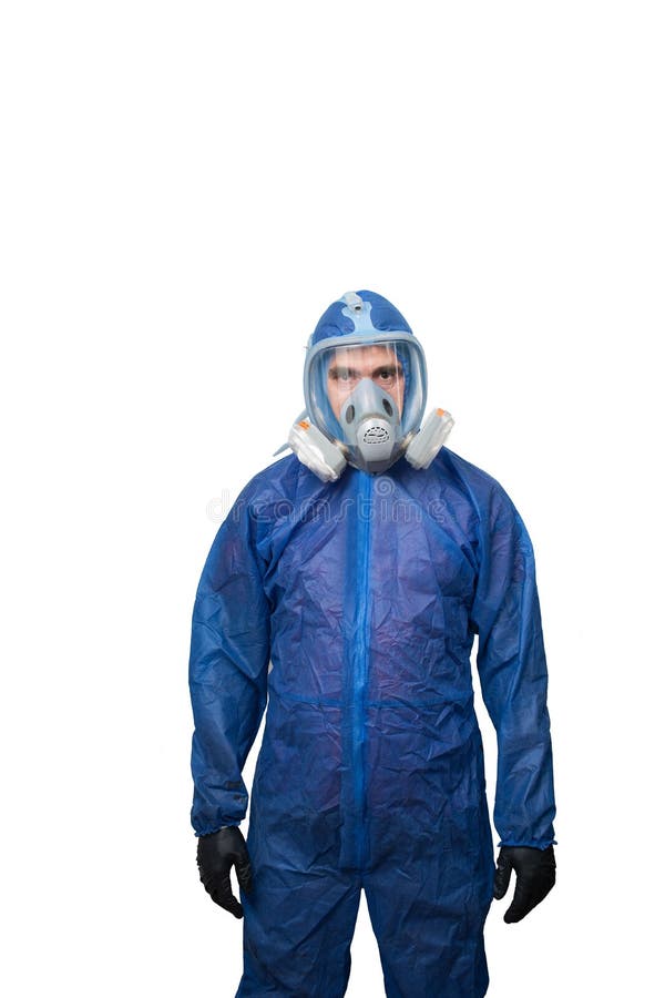 A Man in a Protective Blue Suit and Mask Stock Photo Image of clinic