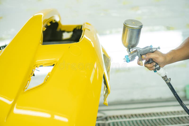 Spray Paint, Yellow Front Bumper Stock Image Image of paint, mechanic