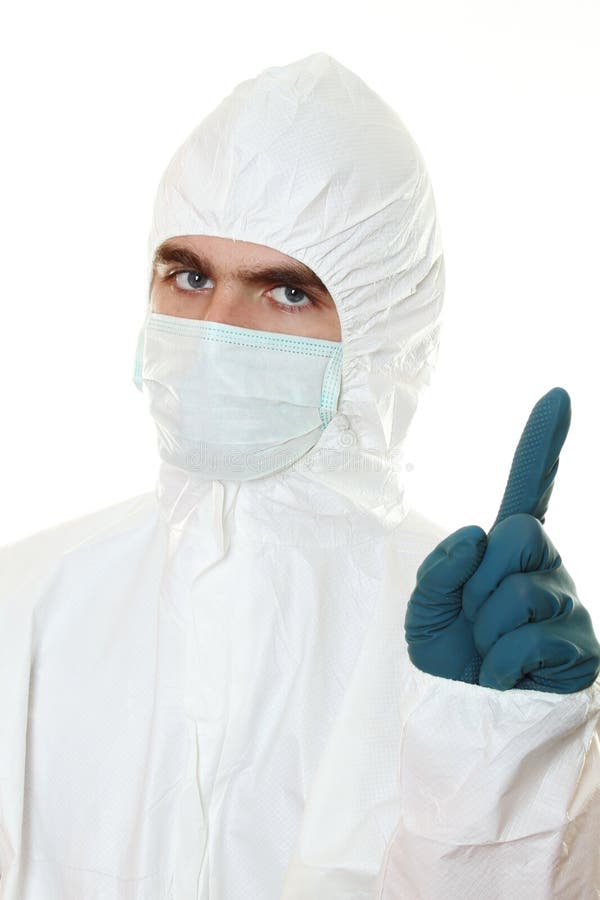 Man in protective suit