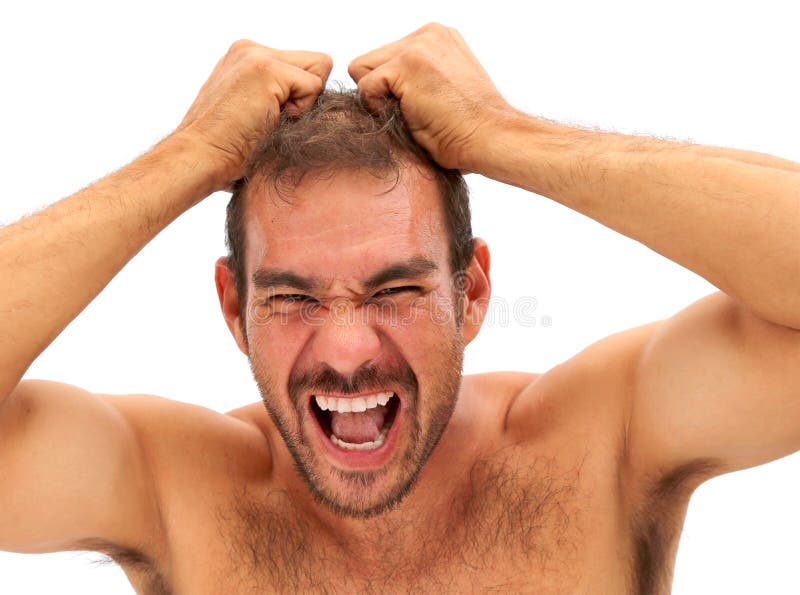 Man Pulling His Hair And Yelling Stock Image Image 25410981
