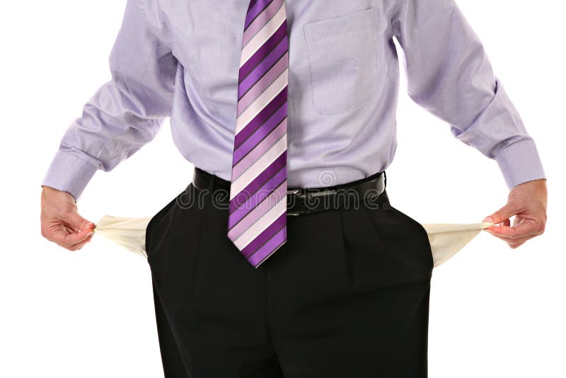 Man Pulling Out Empty Pockets Isolated Stock Image Image of body