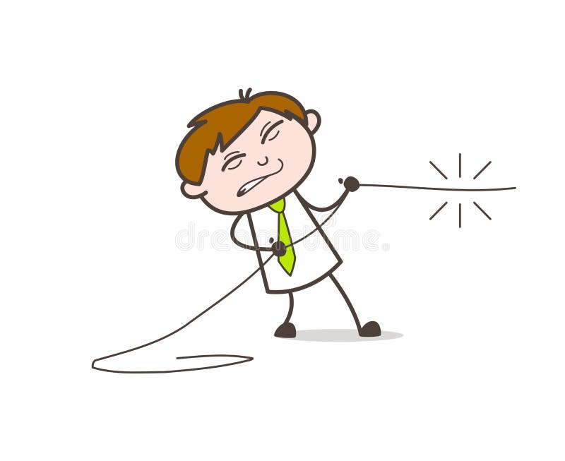 Pulling with Full of Force - Cartoon Artist Vector Illustration Stock  Illustration - Illustration of character, teacher: 103222048
