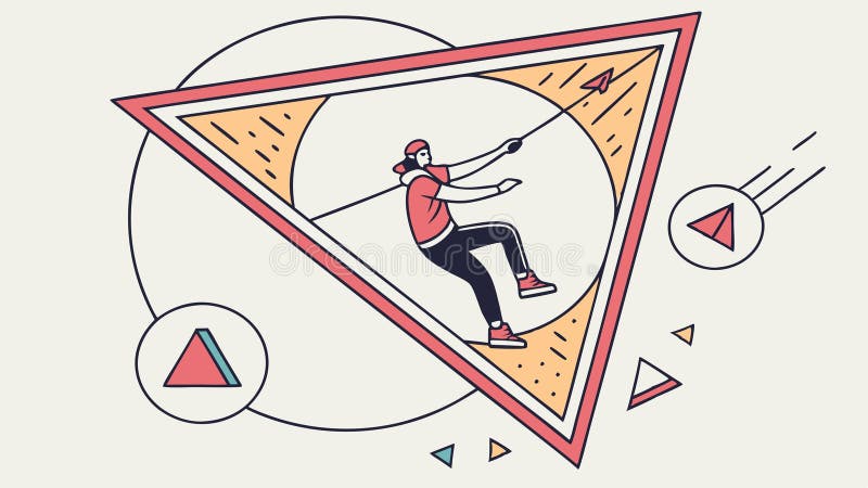 Man Pulling Rope Triangle. Strength and Effort Challenge, vector design Generative AI vector illustration