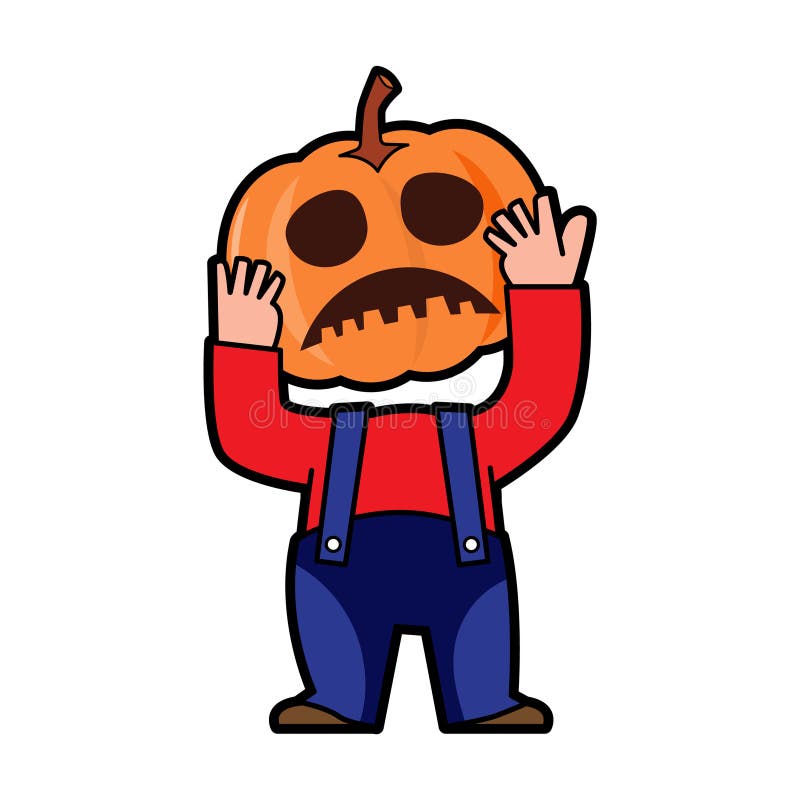 Man with Pumpkin Head . Halloween Cartoon Characters Stock Vector