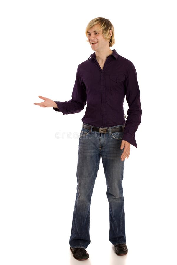 Man in Purple Shirt stock image. Image of jeans, shot 21118167