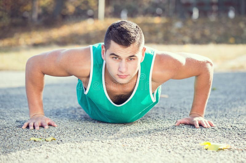 Man pushed sport stock photo. Image of muscular, push 48393622