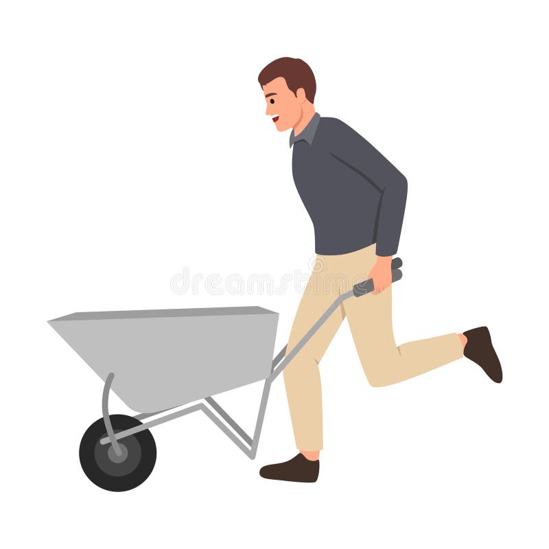 Man Pushing Wheelbarrow Stock Illustrations 371 Man Pushing
