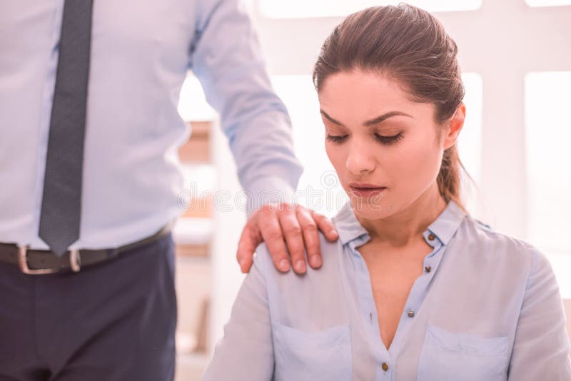 Man Putting His Hand on the Woman Shoulder Stock Image - Image of