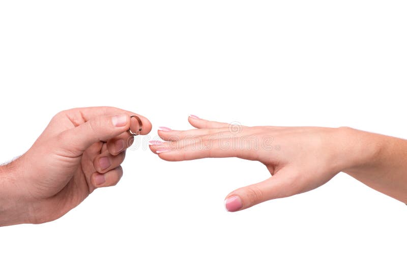 Man Putting A Wedding Ring On Her Finger Stock Photo Image of husband