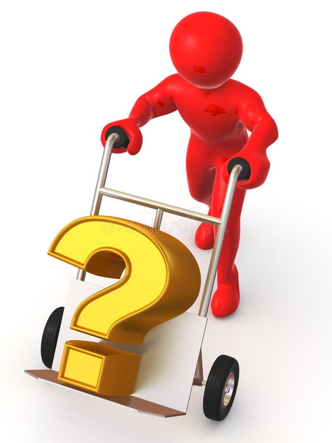 Man with question on truck stock illustration. Illustration of estate