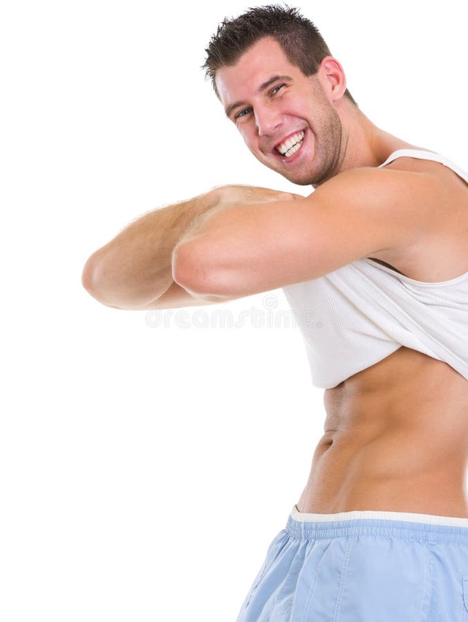 Man Raising Shirt To Show Abdominal Muscles Stock Photo Image of