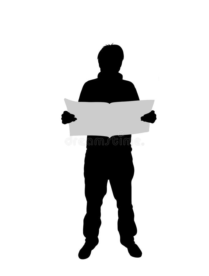 Illustration of a man reading. Man reading magazine illustrations