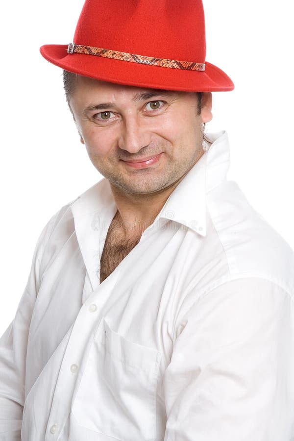 The man in a red hat