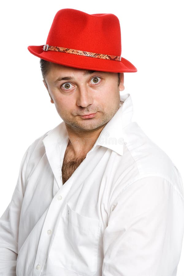 The man in a red hat