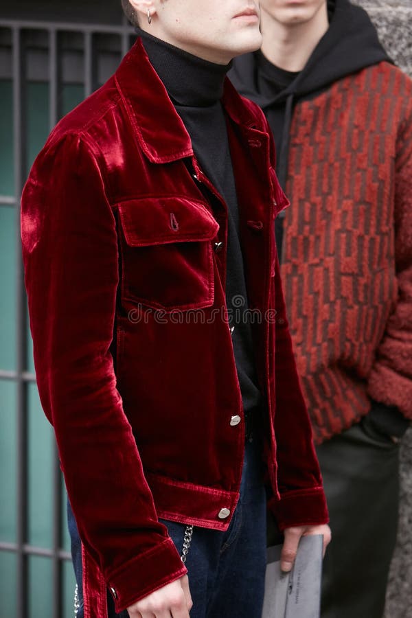 Man with Red Velvet Jacket and Black Turtleneck before Giorgio Armani  Fashion Show, Milan Fashion Week Street Editorial Stock Image - Image of  armani, colorful: 194561594