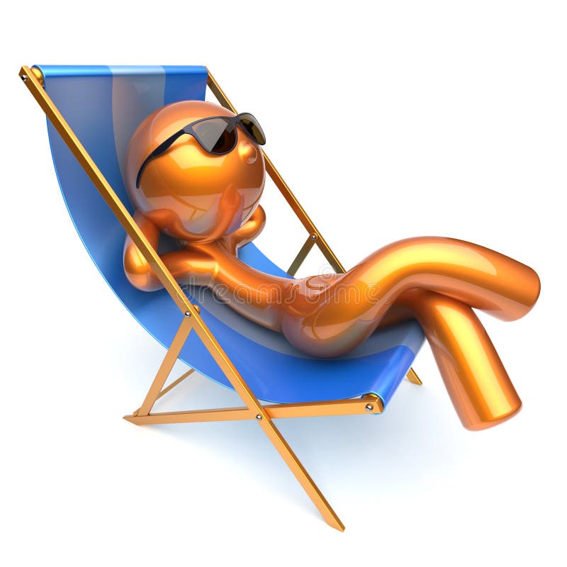 Man Relaxing Cartoon Character Chilling Beach Deck Chair Stock Illustration  - Illustration of holiday, icon: 103577944