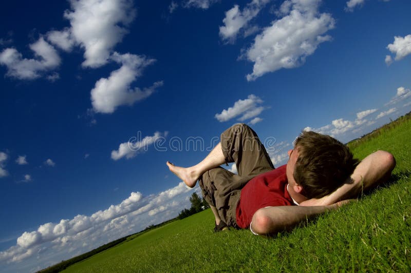 Man relaxing the nature stock image. of summer 5923883