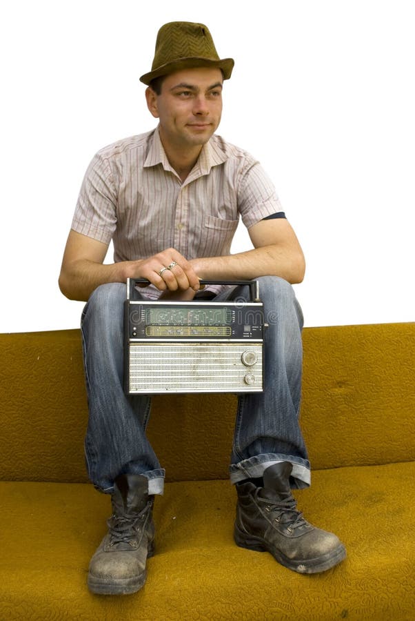 Man with retro radio