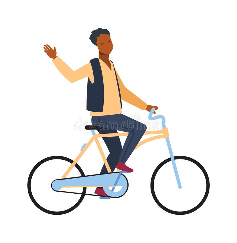 Man Riding on Bicycle. Cyclist African Guy Rides on Bike and Waving Hand  Teenager Outdoor Activities in Park, Young Stock Vector - Illustration of  outside, extreme: 199185277