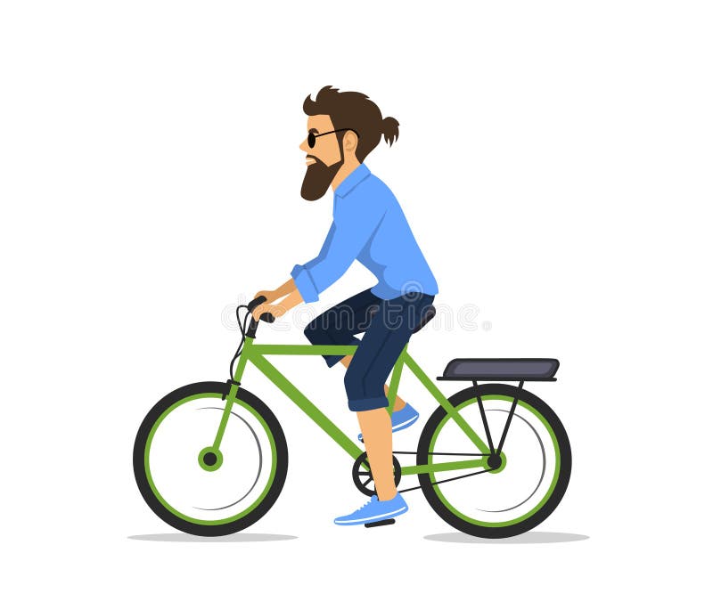 Man is riding electric bike