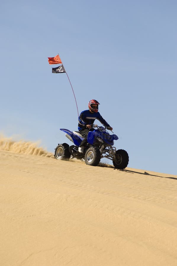 Man Riding Quad Bike in Desert Stock Photo Image of extreme, race