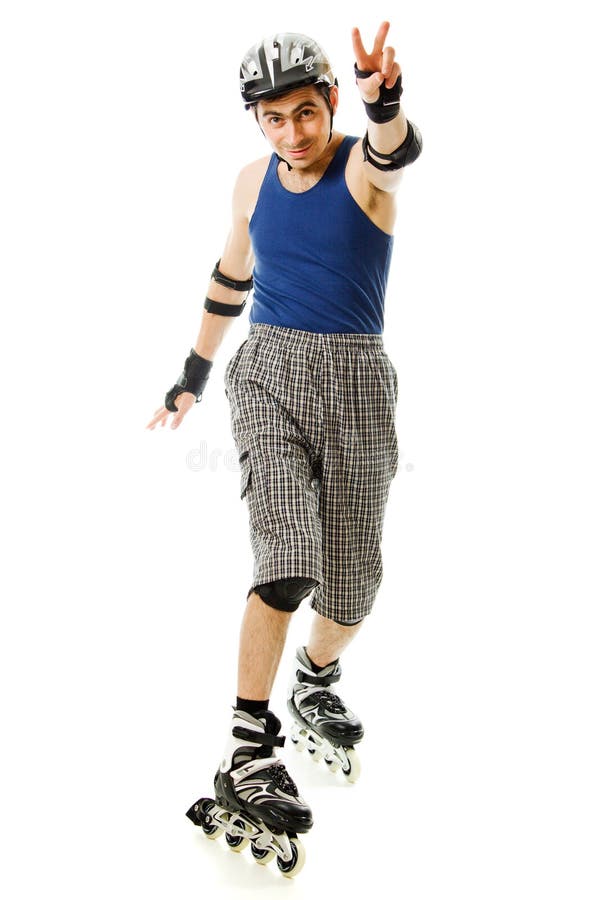 Man in roller blades stock image. Image of background 27814133