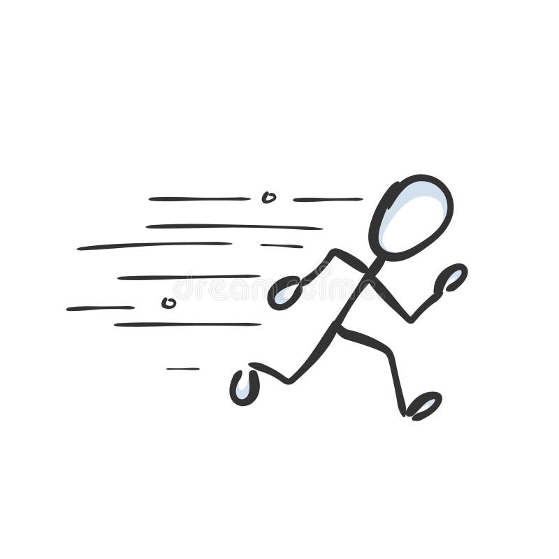 Man Running Forward For Record Run Fast Hand Drawn Stickman Cartoon
