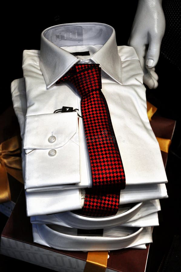 Man s business white shirt with tie