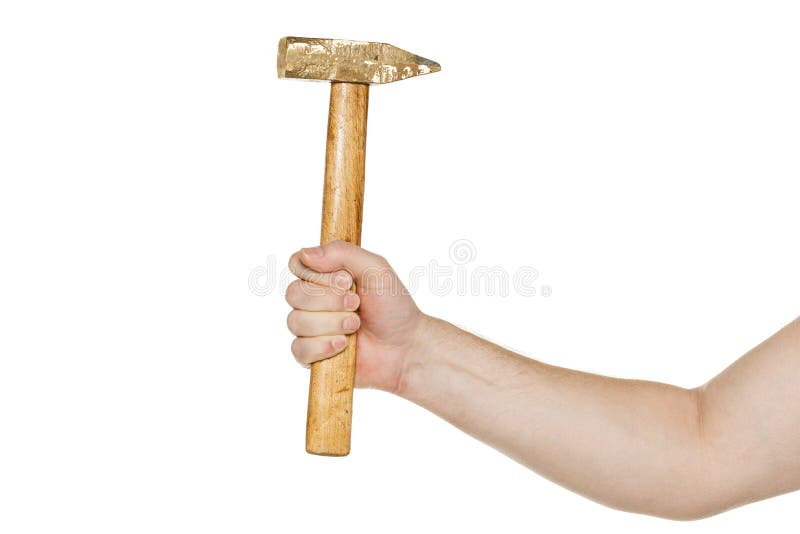 Man's hand with hammer royalty free stock photos